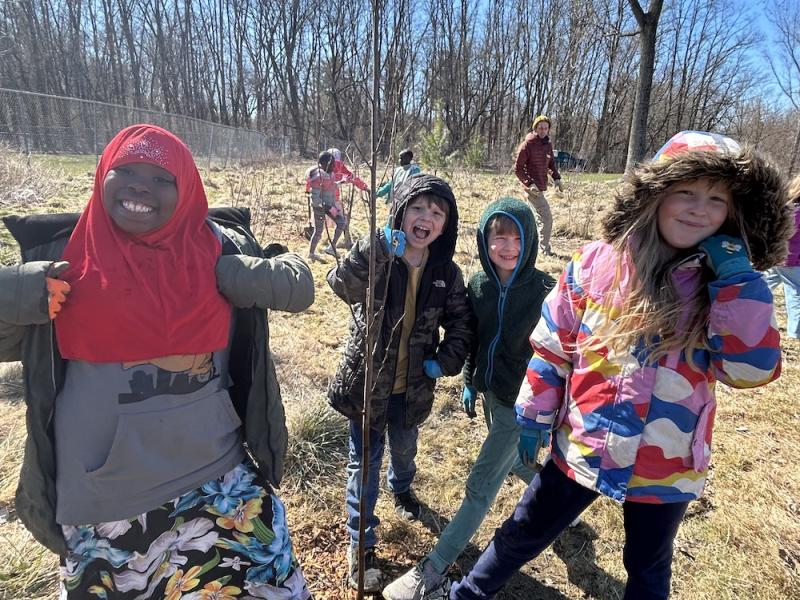 tree planting celebratory moment