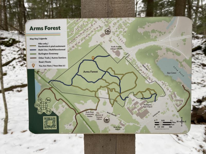 Trail network map in Arms Forest