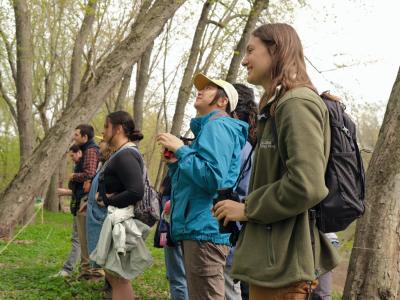 Group of birdwatchers in the Intervale
